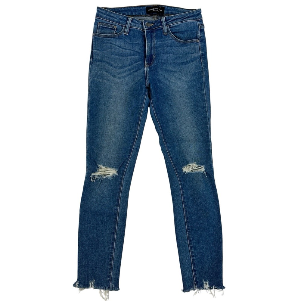 JBD Just Black Denim Skinny Cropped Ankle Denim Blue Jeans Sz 27 Distressed Fray